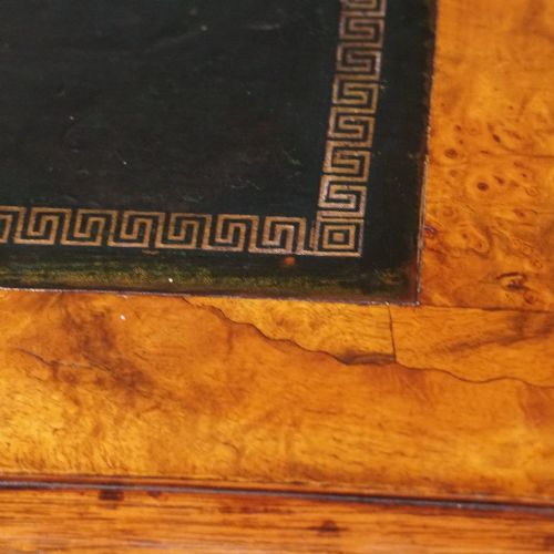 fig 6. Victorian burr walnut pedestal desk