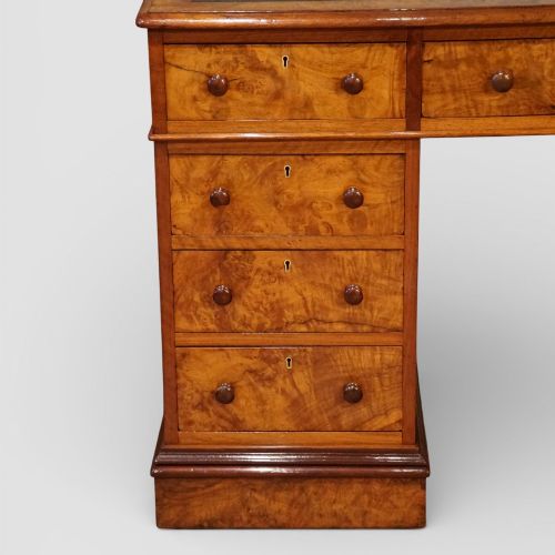 fig 7. Victorian burr walnut pedestal desk