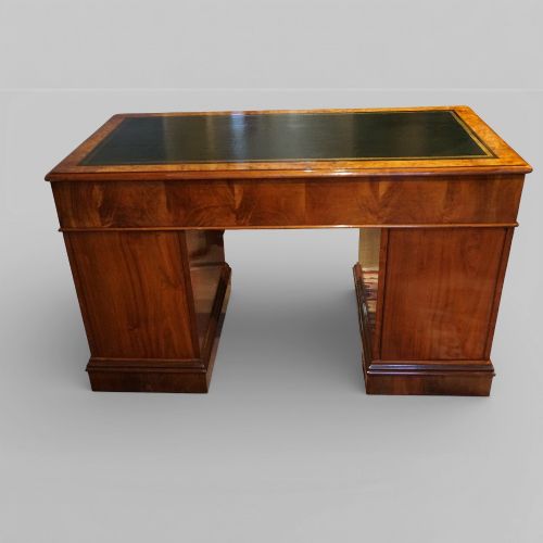 fig 9. Victorian burr walnut pedestal desk