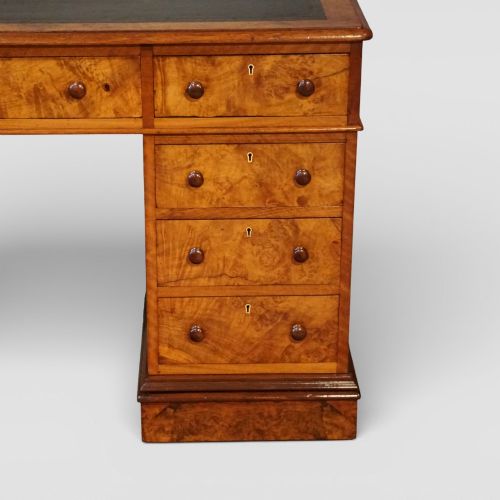 fig 10. Victorian burr walnut pedestal desk