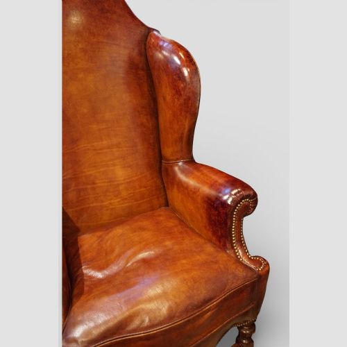 fig 2. Magnificent pair of Edwardian Leather Wing Chairs
