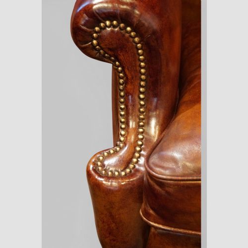 fig 3. Magnificent pair of Edwardian Leather Wing Chairs