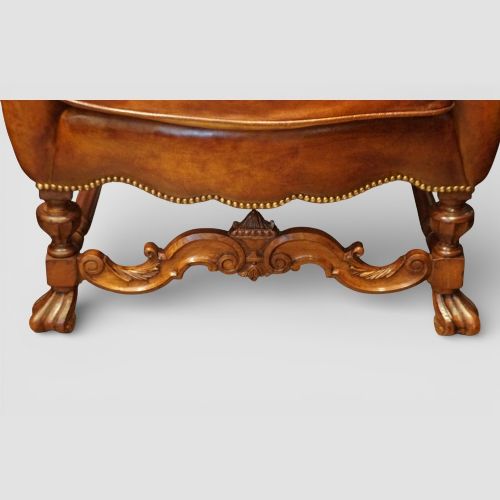 fig 5. Magnificent pair of Edwardian Leather Wing Chairs