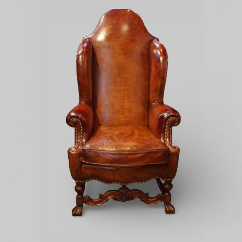 fig 6. Magnificent pair of Edwardian Leather Wing Chairs