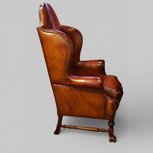 fig 7. Magnificent pair of Edwardian Leather Wing Chairs
