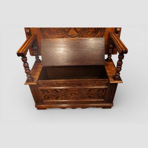 fig 6. Edwardian oak monks bench