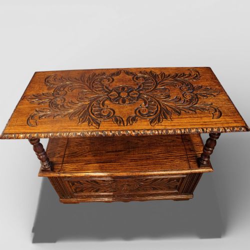 fig 7. Edwardian oak monks bench