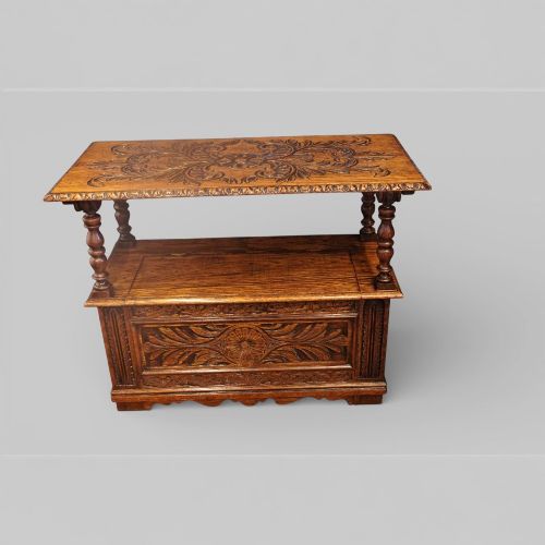 fig 9. Edwardian oak monks bench