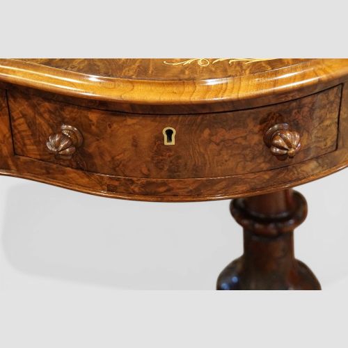 fig 3. Victorian Inlaid Burr Walnut Kidney Desk