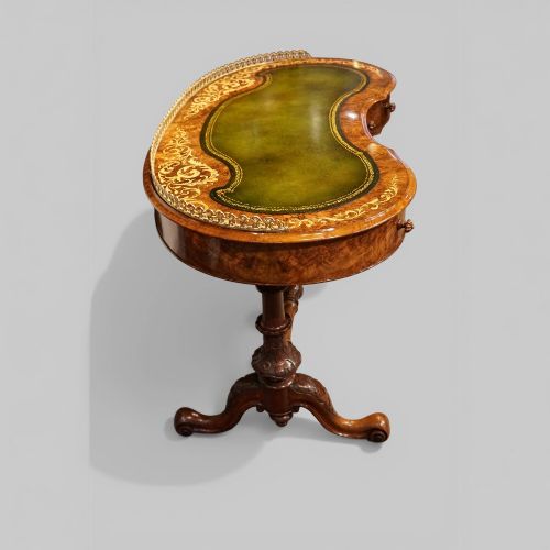 fig 4. Victorian Inlaid Burr Walnut Kidney Desk