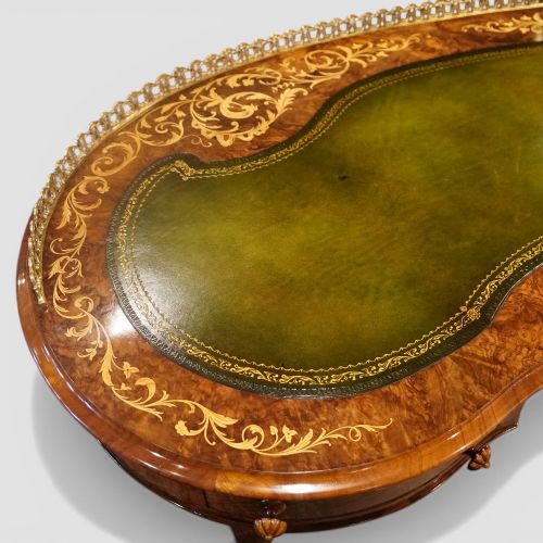 fig 5. Victorian Inlaid Burr Walnut Kidney Desk