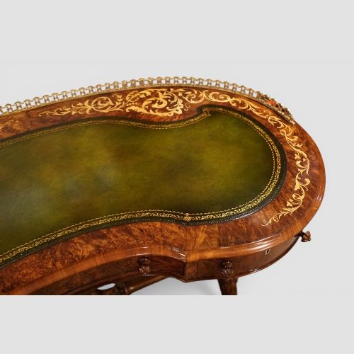 fig 6. Victorian Inlaid Burr Walnut Kidney Desk