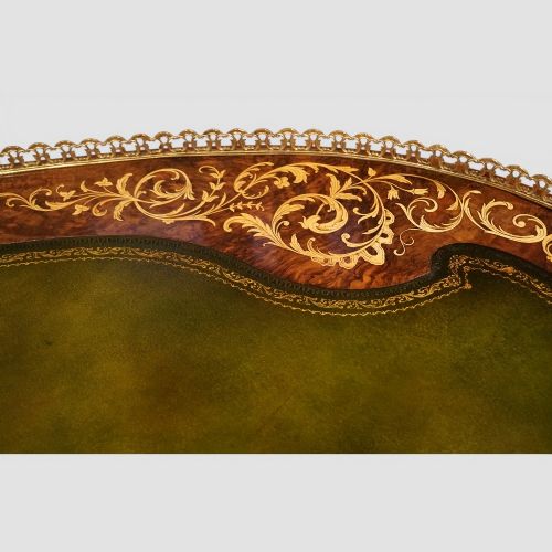 fig 10. Victorian Inlaid Burr Walnut Kidney Desk