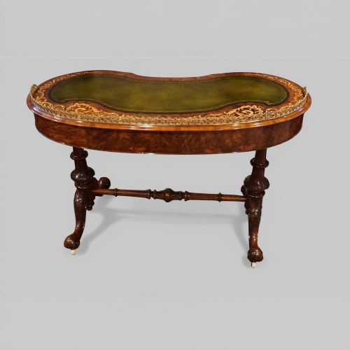 fig 11. Victorian Inlaid Burr Walnut Kidney Desk