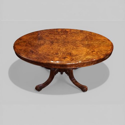Victorian Burr Walnut Oval Coffee Table
