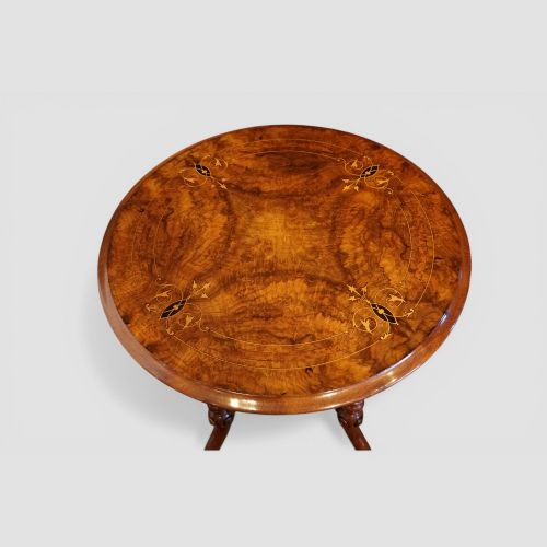 fig 5. Victorian burr inlaid walnut wine table