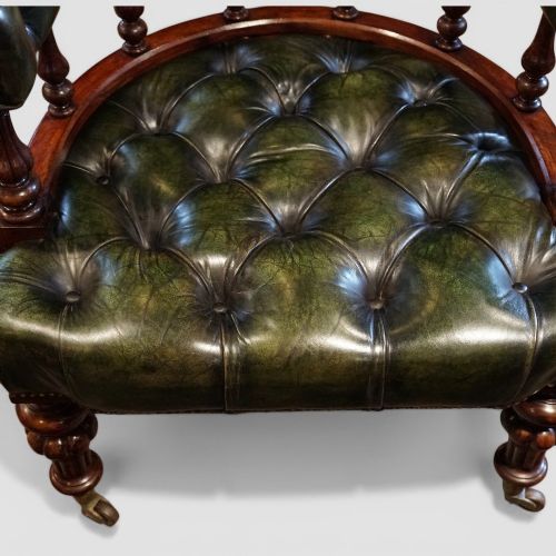 fig 3. Pair of Victorian Green Leather Deep Buttoned Tub Chairs