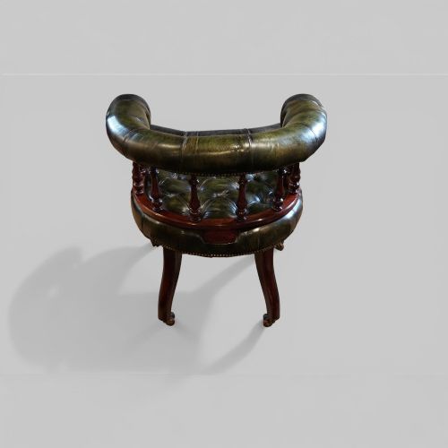 fig 5. Pair of Victorian Green Leather Deep Buttoned Tub Chairs