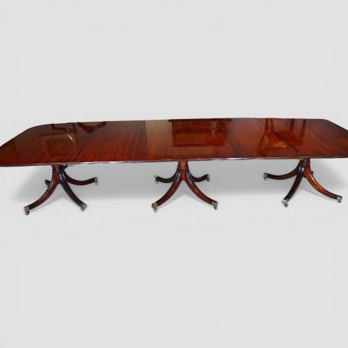George V Mahogany 3-Pillar Dining Table