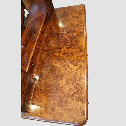 fig 2. Victorian Burr Walnut Dressing Table with Adjustable Mirror and Trinket drawers