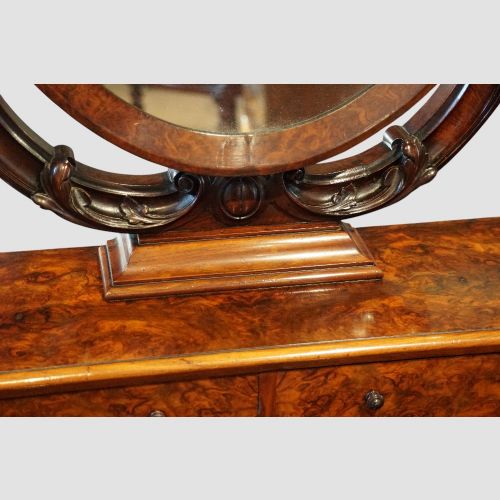 fig 3. Victorian Burr Walnut Dressing Table with Adjustable Mirror and Trinket drawers
