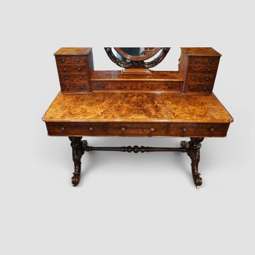 fig 7. Victorian Burr Walnut Dressing Table with Adjustable Mirror and Trinket drawers