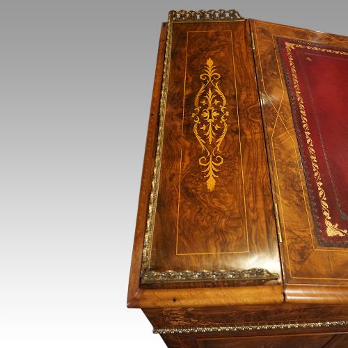 VICTORIAN WALNUT INLAID DAVENPORT - ADDITIONAL PHOTO 6