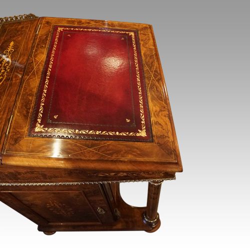 VICTORIAN WALNUT INLAID DAVENPORT - ADDITIONAL PHOTO 14