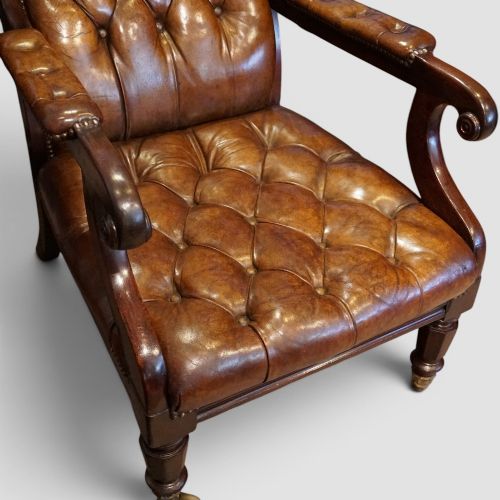 WILLIAM IV MAHOGANY LIBRARY CHAIR - ADDITIONAL PHOTO 3