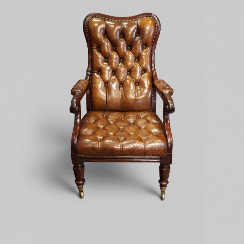WILLIAM IV MAHOGANY LIBRARY CHAIR - ADDITIONAL PHOTO 7