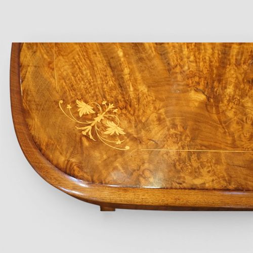 fig 1. Victorian Inlaid Burr Walnut Window Table – Antique Occasional Table with Elegant Marquetry
