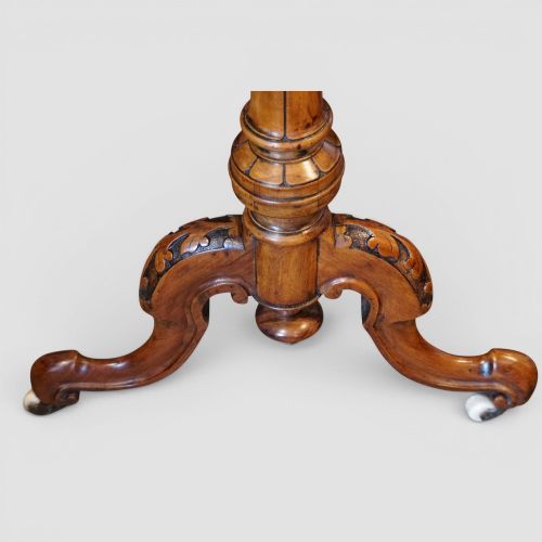 fig 3. Victorian Inlaid Burr Walnut Window Table – Antique Occasional Table with Elegant Marquetry