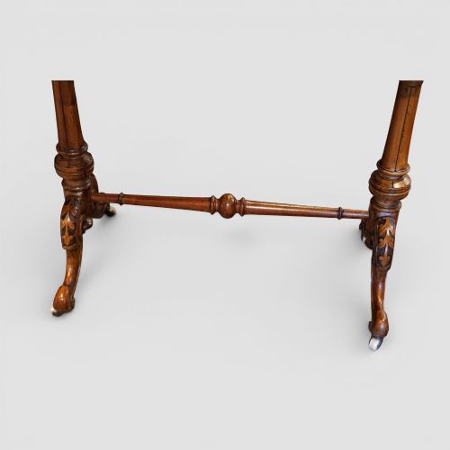 fig 4. Victorian Inlaid Burr Walnut Window Table – Antique Occasional Table with Elegant Marquetry