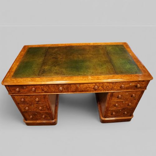 fig 5. Victorian Burr Walnut Pedestal Desk