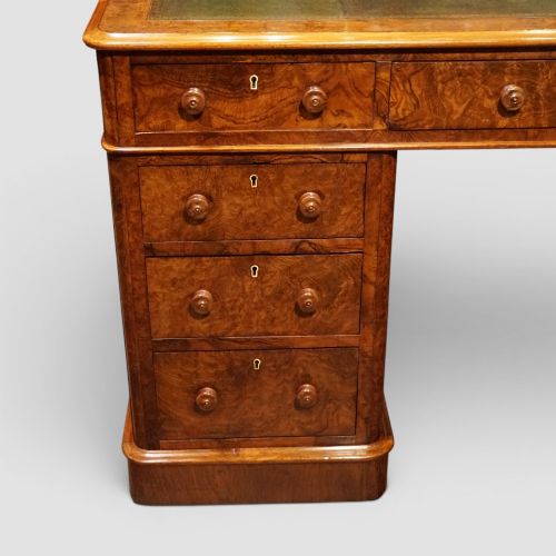 fig 6. Victorian Burr Walnut Pedestal Desk