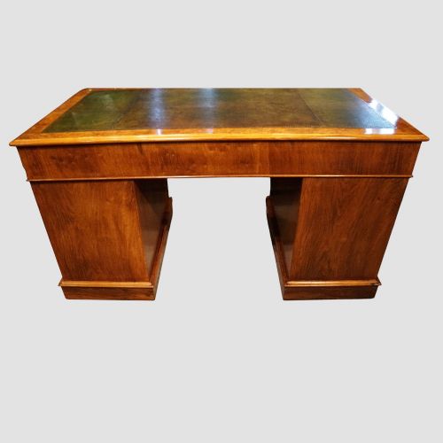 fig 7. Victorian Burr Walnut Pedestal Desk