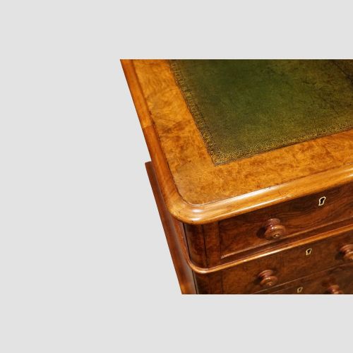 fig 9. Victorian Burr Walnut Pedestal Desk