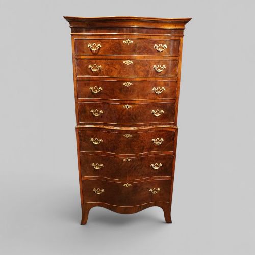George V Walnut Serpentine Tallboy