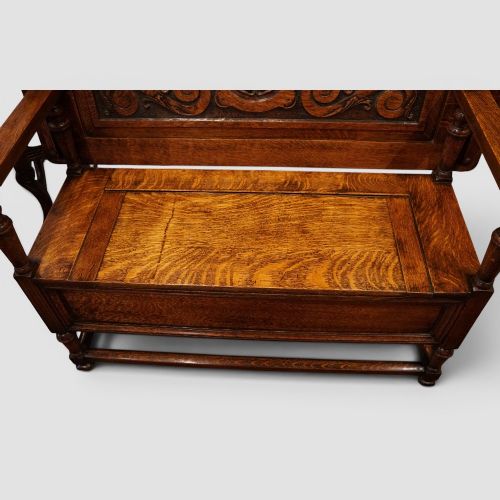 fig 4. Edwardian oak monks bench