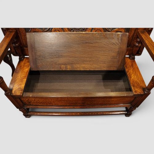 fig 6. Edwardian oak monks bench