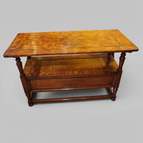 fig 7. Edwardian oak monks bench