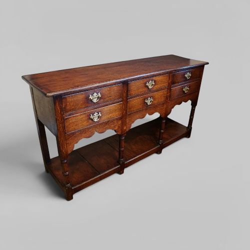 ANTIQUE OAK POTBOARD DRESSER BASE WITH 6 DRAWERS 159CM - ADDITIONAL PHOTO 1