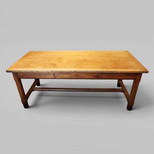 Antique Fruitwood Farmhouse Kitchen Table with End Drawer