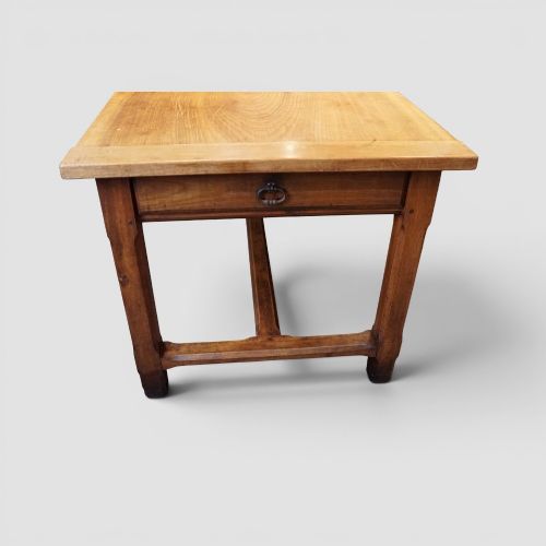 fig 2. Antique Fruitwood Farmhouse Kitchen Table with End Drawer