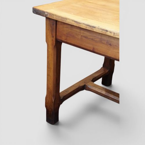 fig 3. Antique Fruitwood Farmhouse Kitchen Table with End Drawer