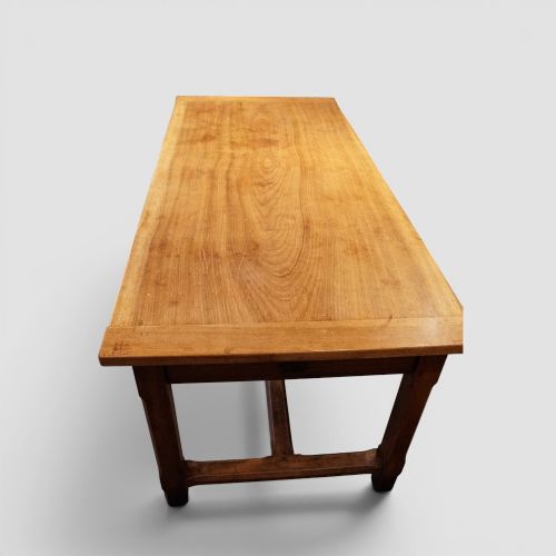 fig 6. Antique Fruitwood Farmhouse Kitchen Table with End Drawer