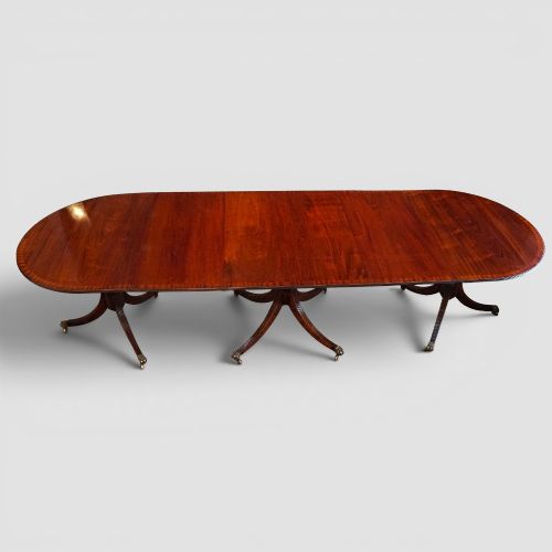 Regency Style Mahogany Three Pillar Dining Table