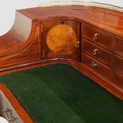 EDWARDIAN INLAID MAHOGANY CARLTON HOUSE DESK - ADDITIONAL PHOTO 3