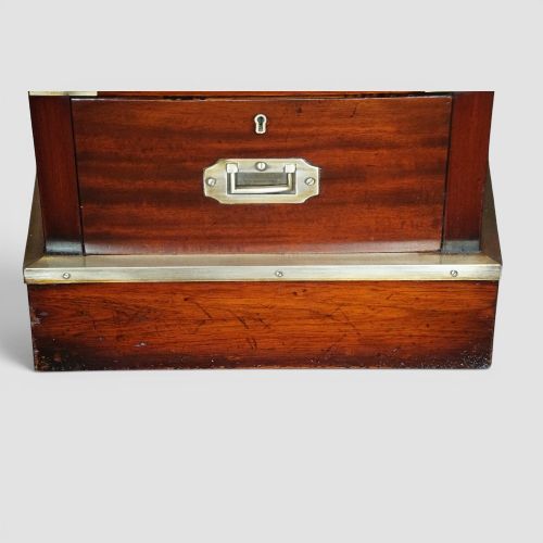 fig 4. Antique Brass Bound Campaign Pedestal Desk