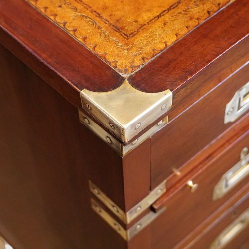 fig 5. Antique Brass Bound Campaign Pedestal Desk